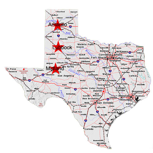 map of Texas with DDD headquarter moves