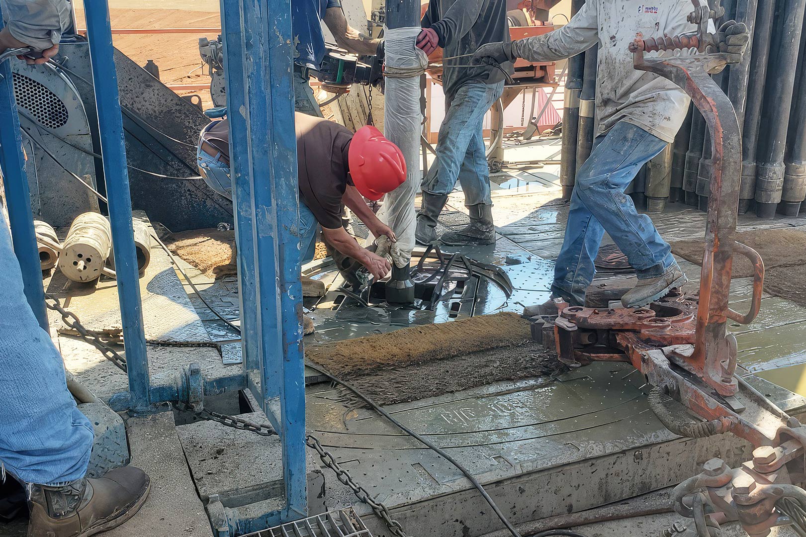 men working on oil rig